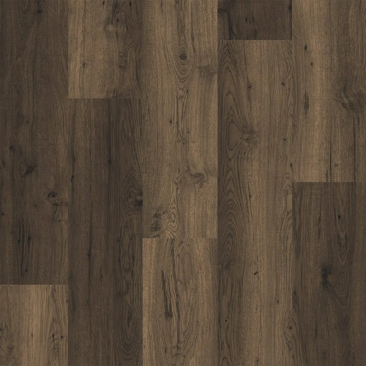 Dark brown wooden floor with textured grain.