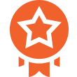 Orange ribbon with a star symbol in the center.