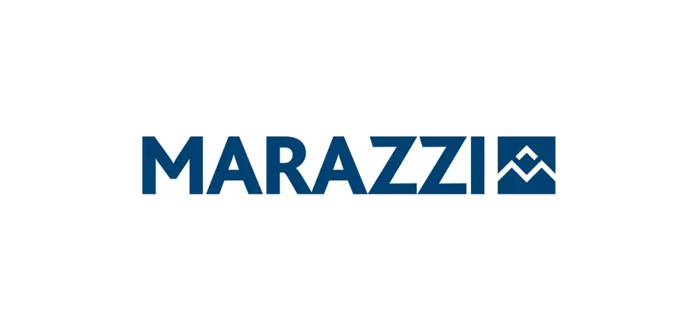 Logo with the text 'MARAZZI' in blue on a white background.
