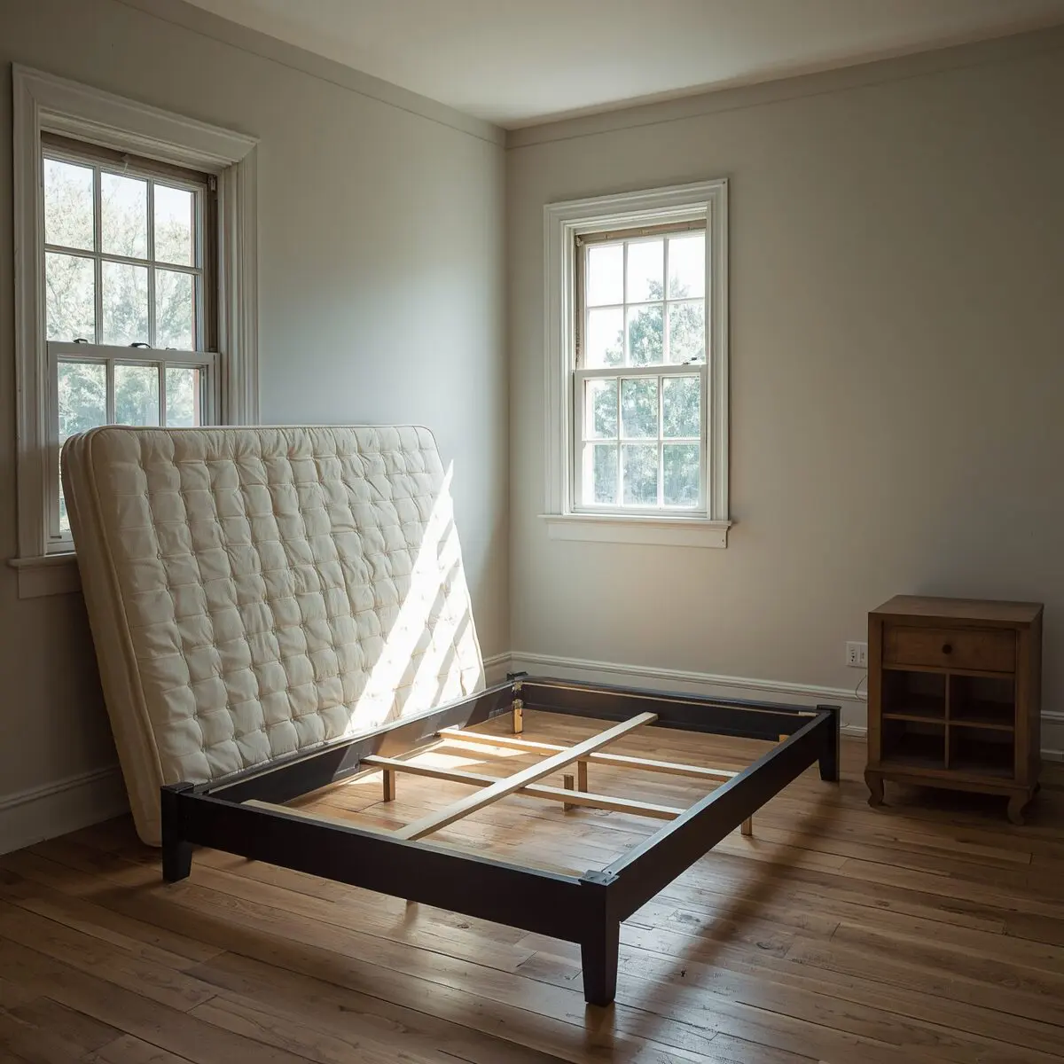 a bed frame and mattress